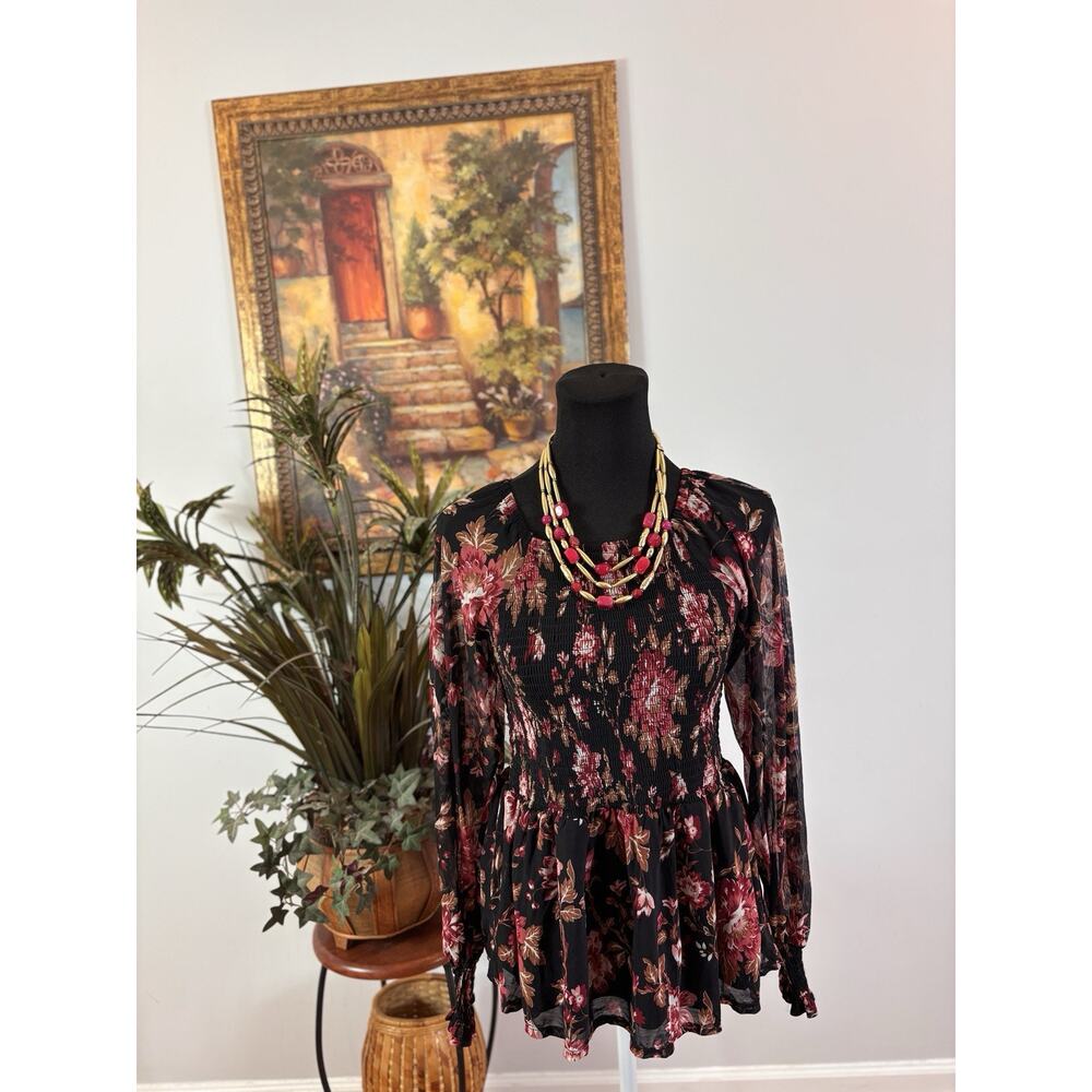EST. 1946 Women Top Small Smoked Peasant Boho Festival Hippie Maximalist Y2K